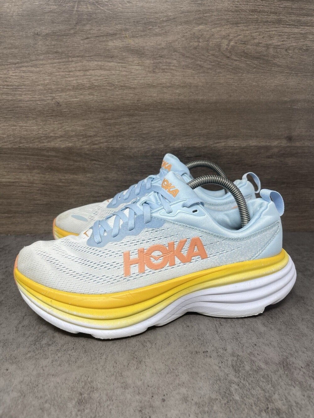 HOKA Bondi 8 Womens Size 9 Wide Summer Song Country Air Cushioned Running Shoes